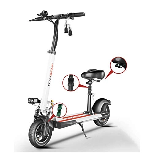 Electric Scooter : Daxiong Easy To Work Electric Scooter with Seat Two-Wheel Long-Life Endless Folding Scooter Convenient for Work, White, 18.6batterycapacity