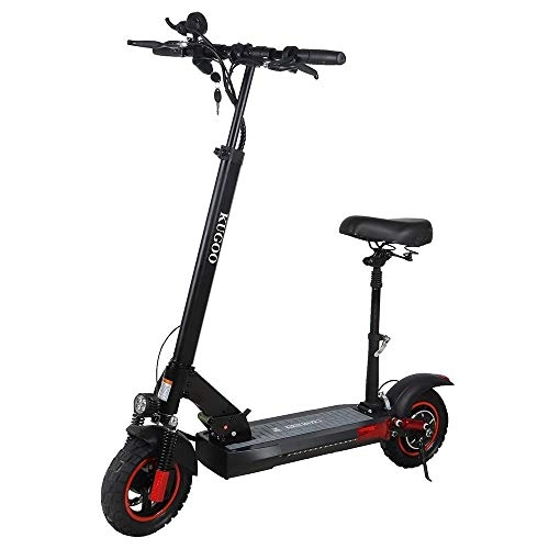 Electric Scooter : Electric Scooters Adults, 500W Brushless Motor, 60KM Long Range, Max Speed 45KM / h, 48V16Ah Folding Electric Scooter With Removable Seat, 10" Pneumatic Off-road tyre, LED Display, Kugoo Kirin M4 Pro