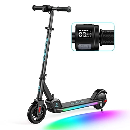 Electric Scooter : Gift for Children's Day] SmooSat E9 PRO Electric Scooter for Kids, Colorful Rainbow Lights, LED Display, Adjustable Speed and Height, Foldable and Lightweight Electric Scooter for Kids Age 8+