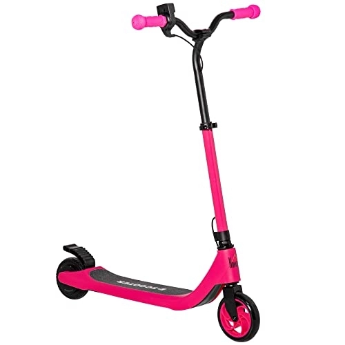 Electric Scooter : HOMCOM Electric Scooter, 120W Motor E-Scooter w / Battery Display, Adjustable Height, Rear Brake for Ages 6+ Years - Pink
