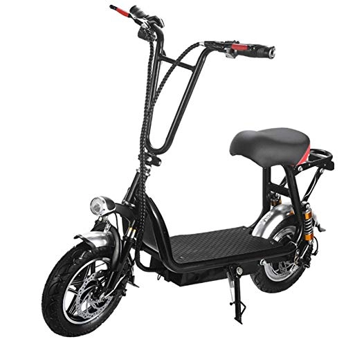 Electric Scooter : LIUJIE Electric Scooter with Folding Pole, High Speed ​​Electric Scooter with Burglar Alarm for Off Riding Road and 350W Motor Mini Scooter for Adults, Black, 30km