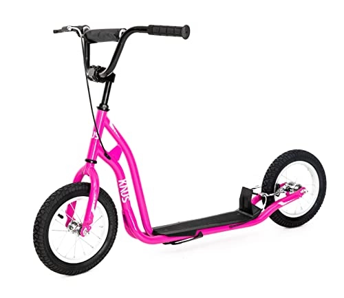 Electric Scooter : MEGHNA KNUS Youth Scooter Front and Rear Caliper Brakes Rear Axle Pegs 12" / 12" Inflatable Wheels Scooter, Non Electric