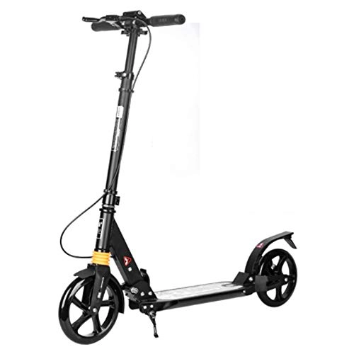 Electric Scooter : N / A Folding Kick Scooter For Adult, Kick Scooter Load 150kg For Adult Teenager Men Women, Commuting 200mm Big Wheels Scooter With Disc Brakes, Non-Electric(Color:Black)