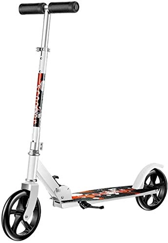 Electric Scooter : XBSLJ Scooters, Adults kids Adult Scooter With Brakes One-button Folding Commuter Scooter Load 120KG (non-electric)-White
