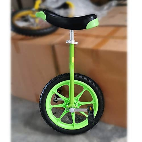 Monocycles : Monocycle Roue de 16" Monocycle pour Les Enfants, Uni-Cycle pour Novices / Débutants, Cadeau d'anniversaire pour Fils ou Fille, avec Siège Confortable (Color : Green, Size : 16in Wheel)