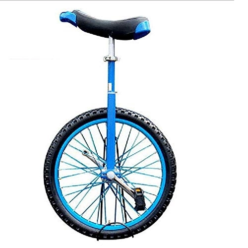 Monocycles : QWEASDF 16" 18" 20", Monocycle vélo Hauteur réglable à Une Roue Monocycle Roue Cirque +Support de monocycle pour Ados / Kid's / Adulte Charge Montagne, Bleu, 16″