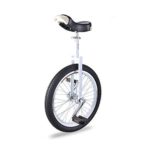 Monocycles : QWEASDF Monocycle, Ajustable 16", 18", 20" Pouces pour Enfants Jeunes Monocycles Débutants, Sports de Plein air Fitness Exercice Santé, Blanc, 18″