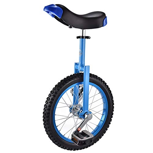 Monocycles : TTRY&ZHANG Vélo de monocycle de Roue antidérapante 16 Pouces pour Adolescents, Pneu de Montagne Cyclisme à vélo à vélo d'équilibrage de l'équilibre d'exercice, vélo de siège réglable (Color : Blue)