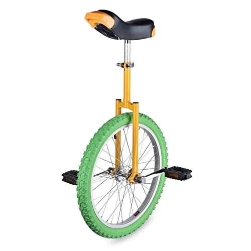 Monocycles : Vélo d'exercice de siège réglable de monocycle d'extérieur de Roue de 20 Pouces pour des Adultes, des Enfants, des Sports de Plein air, des Exercices de Fitness, Jaune Vert, 18in