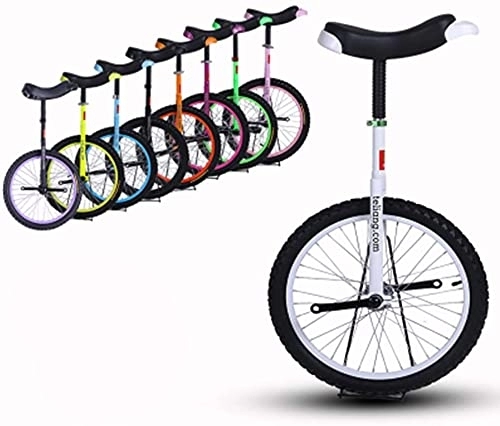 Monocycles : Vélo Monocycle Monocycle, 16 18 20 24 Pouces Réglable en Hauteur Équilibre Vélo Exercice Formateur Utilisation pour Enfants Adultes Exercice Amusant Vélo Cycle Fitness (Couleur : Blanc, Taille : 18
