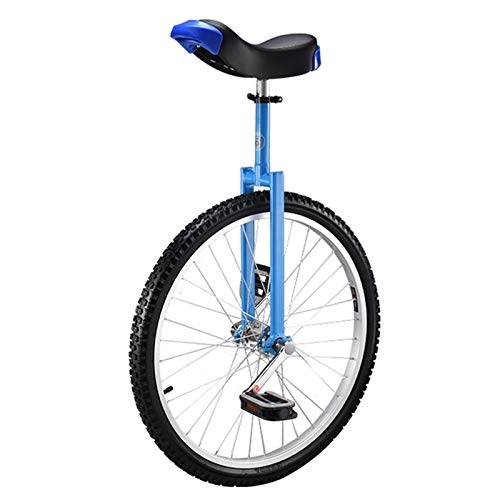 Monocycles : Vélos Monocycle Extra Large Monocycle Unisexe Roue de 24 Pouces, d'exercice D'équilibre pour Grandes Personnes - Hauteur Ajustable, Pneu Antidérapant (Color : Blue)