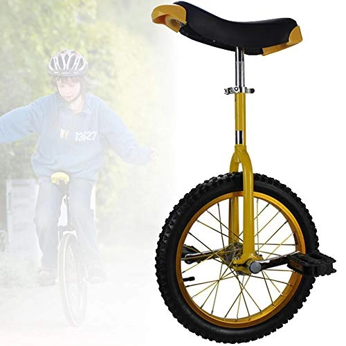 Monocycles : WHR-HARP 16" / 18" / 20" Kid's / Adulte Formateur Monocycle, avec Jante en Alliage Pneu Extra épais, Siège Réglable, pour Les Sports de Plein Air Fitness Exercice Santé, Yellow-16inch