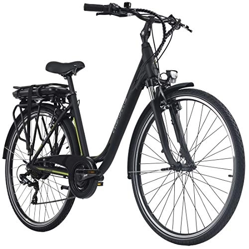 Vélos électriques : Adore Alu City Pedelec Versailles Vélo électrique 28" Noir / Vert 250 W Li-ION 36 V / 10, 4 Ah 7 Vitesses pour Femmes, 48 cm