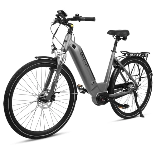Vélos électriques : AsVIVA Vélo électrique hollandais B14 I 28" Pedelec en blanc ou gris I Vélo électrique de qualité supérieure avec batterie extra puissante I Vélo de ville avec moteur central pour homme et femme (55,