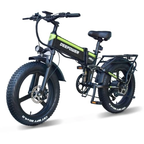 Vélos électriques : DEEPOWER H20pro vélo électrique Pliable, 20" VTT E-Bike Adulte, 250W Moteur, 48V 17.5Ah Batterie, Shimano 7 Vitesse, Vitesse Max. 25km / h, Double Amortisseur de Chocs, Fat Bike Electrique pour Adulte