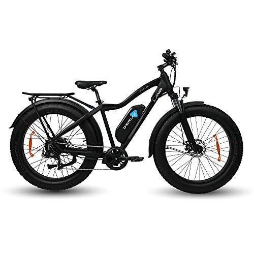 Vélos électriques : DERUIZ Lava 26”Vélo électrique 750W Fat Bike vélo de Montagne, VTT de Neige, Amovible Batterie au Lithium-ION 48V 676Wh, Shimano 7 Vitesses, E-Bike pour Adulte(Noir)