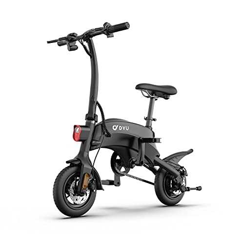 Vélos électriques : DYU Vélo Électrique Pliable, 10 Pouces Mini Vélo Électrique Portable, Smart E Bike avec 3 Modes de Conduite, Pédalage Assisté, Hauteur Réglable, Adulte Unisexe (Noir, S2-10AH)