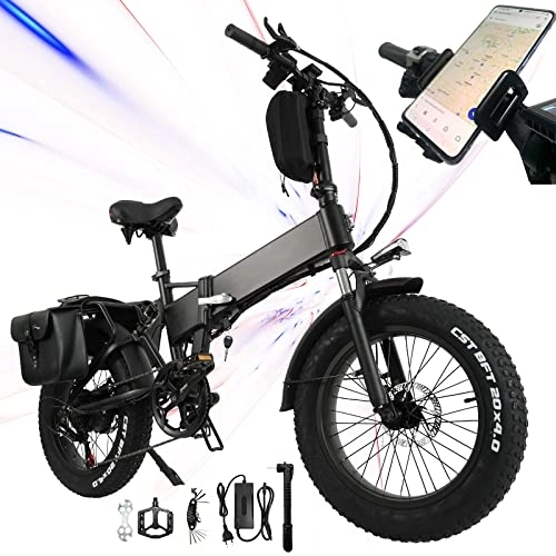 Vélos électriques : Fat Bike Electrique Velo Electrique Pliable RX20 Gros Pneu 20"* 4", Batterie 48V / 15Ah, Vélo de Montagne de Ville Longue Autonomie 40-100km, Velo Electrique Homme Femme