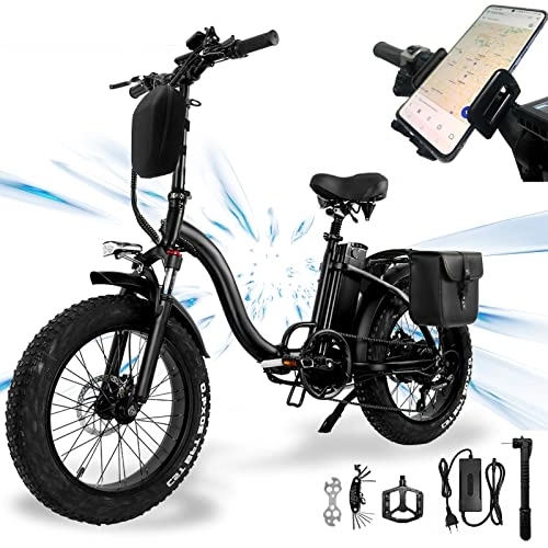Vélos électriques : Fat Bike Velo Electrique Pliable Y20 Gros Pneu 20"* 4", Blanc Batterie 48V / 15Ah, Vélo de Montagne de Ville Longue Autonomie 40-100km, Homme Femme
