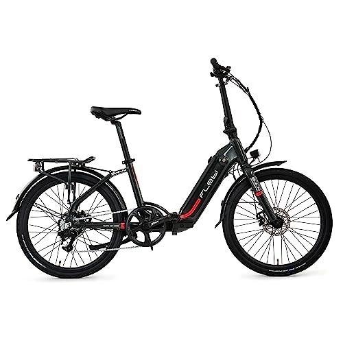Vélos électriques : Flebi - Vélo Électrique Pliable Swan 24'' | Autonomie 70 km - Vitesse 25 km / h | Batterie 10.4Ah (Gris)