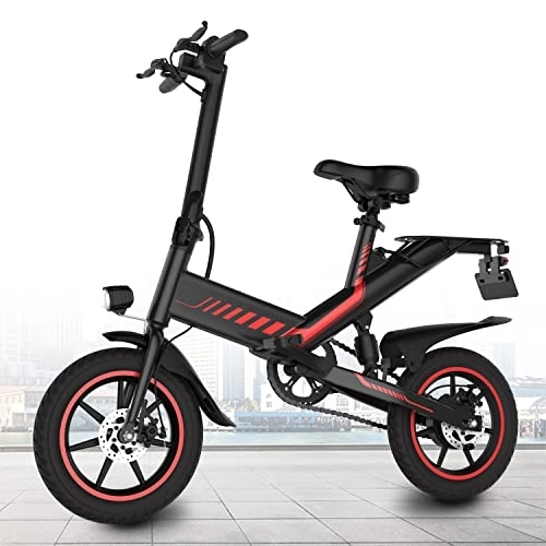 Vélos électriques : FOCIEL Vélo électrique 14'' avec pneu de 14 pouces, vélo pliant Ebike avec batterie au lithium 36 V 10, 4 Ah, vitesse maximale jusqu'à 25 km / h, portée 35-45 km, Ebike Uomo Donna (noir)