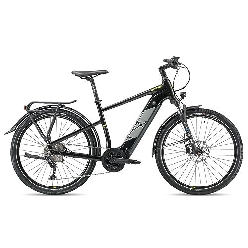 Vélos électriques : HEPHA E-Bike Trekking 7 Longrange Vélo électrique, Batterie intégrée 708 Wh, Moteur Central VTC 80 Nm, 10 Vitesses, App Support, Disque hydrauliques, Unisex 27, 5 Pouce, 2023 Highstep (Noir, M)