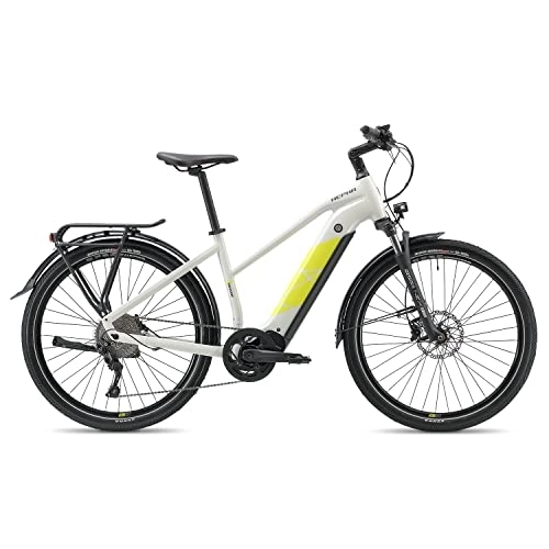 Vélos électriques : HEPHA E-Bike Trekking 7 Longrange Vélo électrique, Batterie intégrée 708 Wh, Moteur Central VTC 80 Nm, 10 Vitesses, App Support, Disque hydrauliques, Unisex 27, 5 Pouce, 2023 Lowstep (Gris Clair, L)