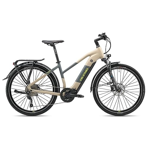 Vélos électriques : HEPHA E-Bike Trekking 7 Performance, vélo électrique de 708 Wh Batterie intégrée 90 Nm Moteur Central, soudage Lisse VTC, App Support, 10 Vitesse, Unisex 27.5 Pouces 2023 Lowstep (Sand, M)