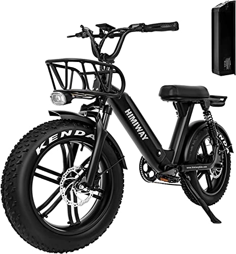 Vélos électriques : Himiway Escape Pro E-Bike 48V 17.5Ah, E-Fatbike 20"×4" Femmes & Hommes, vélo électrique jusqu'à 80km, 7 Vitesses, Double Suspension avec siège arrière de 20cm Faire la Navette, Charge utile 160 kg