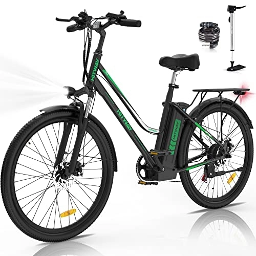 Vélos électriques : HITWAY 26” Vélo électrique, vélos électriques Femme, Moteur 250W, Shimano 7 Vitesses, E-Bike avec Batterie au Lithium Amovible 36V 11, 2Ah 35-90km Ebike