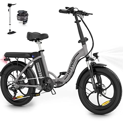 Vélos électriques : HITWAY E-Bike Vélo électrique 20 Pouces Fat Tire E-Bike Vélo Pliant, 250 W / 36 V / 11, 2 Ah Batterie, autonomie électrique maximale 35-90 km.