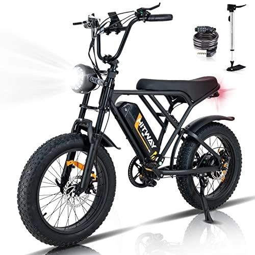 Vélos électriques : HITWAY Vélo électrique 20" 4, 0 Fat Tire, VTT Électrique E-Bike avec Batterie au Lithium Amovible 48V 18Ah, Shimano 7 Vitesses, jusqu'à 55-80km