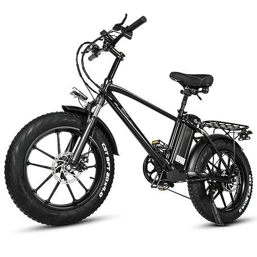 Vélos électriques : Kinsella CMACEWHEEL T20, batterie au lithium 17AH, moteur arrière, vélo électrique à gros pneu de 20 pouces (noir)
