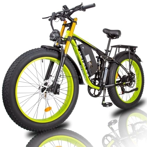 Vélos électriques : Kinsella K800 Pro Vélo électrique à Double Moteur 26" x 4.0 Fat Tire, 7 Vitesses, Batterie Amovible 23AH, Freins à Disque hydrauliques (Vert)