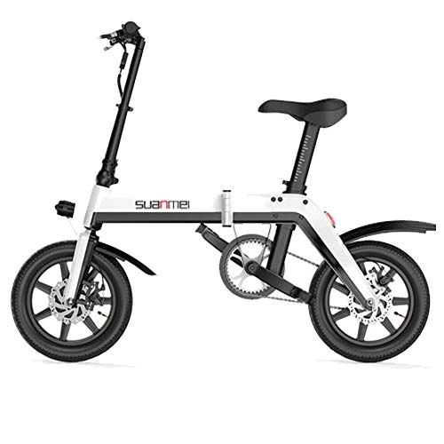 Vélos électriques : LETFF Adulte Pliant Vélo Électrique 14 Pouces, Batterie Au Lithium 36V pour Hommes Et Femmes Mini Vélo Électrique Pliant De Charge, White