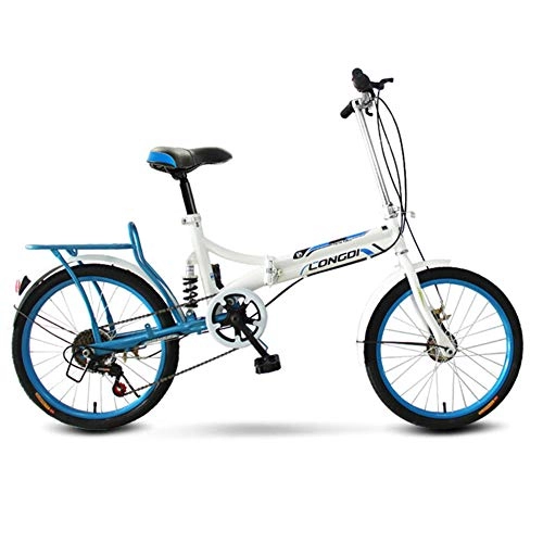 Vélos électriques : LETFF Vélo Pliable Adulte 20 Pouces, 6 Vitesses Choc Hommes Et Femmes Étudiants Vélo De Montagne Pliable, Blue