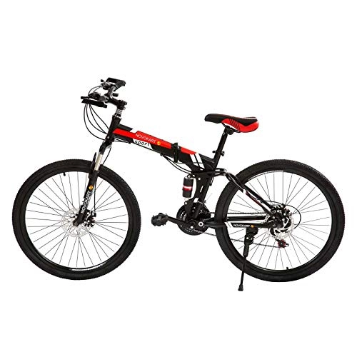 Vélos électriques : Novokart Vélo Pliable, Unisexe, pour Adulte, Noir et Rouge, 21 Stage Shift
