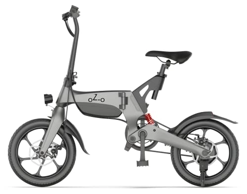 Vélos électriques : oZ-o EB16 - Vélo électrique pliable de ville | Batterie 8, 7Ah amovible avec clé | Roues 16 "| Cadre en alliage de magnésium | Pédalage assisté | Amortisseur central | Style et technologie