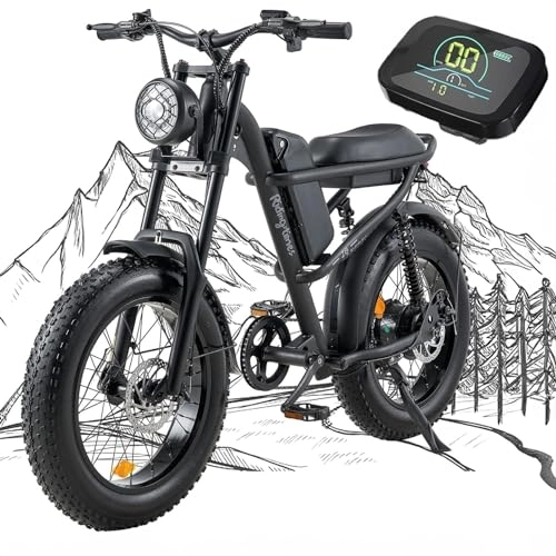 Vélos électriques : Riding'times Vélos Électrique, 20" Vélo de Montagne électrique Électrique Batterie 48V 15Ah, écran LCD, Pédalage Assisté, E-Bike Urbain Adulte Unisexe VTT Électrique E-Bike7 Vitesses, jusqu'à 35-120km