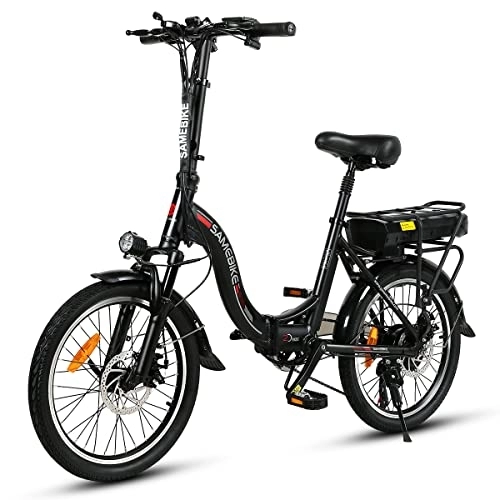 Vélos électriques : SAMEBIKE JG - 20 vélo électrique Adulte 36v12ah Batterie Amovible Pliable vélo de Ville de Banlieue électrique 20 Pouces Noir