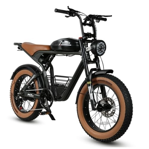 Vélos électriques : SAMEBIKE M20-I Velo Electrique 48V 16AH Moto électrique 20 * 4.0 Pouces Pneus 7 Vitesses Adultes
