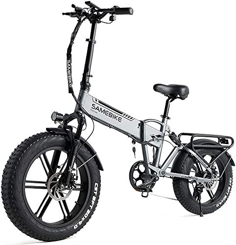 Vélos électriques : SAMEBIKE XWLX09 Velo Electrique Vélo électrique 20" x 4.0 Fat Tire Vélo de Montagne électrique Velo Electrique Pliable Urbain avec Batterie Amovible 48V10Ah Himano 7 Vitesses Adultes