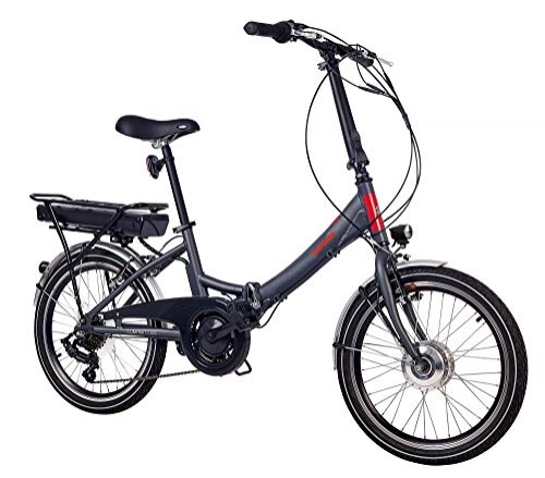 Vélos électriques : Telefunken E-Bike Roue vélo électrique pliant en aluminium, gris, 7 vitesses Shimano Dérailleur – Pedelec Vélo pliable léger, 250 W et 9 Ah / 36 V Batterie lithium-ion, pneus Taille : 20 ", Compact F800