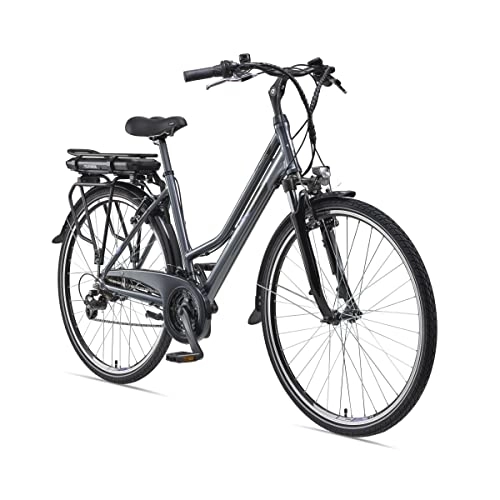 Vélos électriques : Telefunken Vélo électrique pour femme en aluminium 28" avec dérailleur Shimano 21 vitesses, vélo de trekking Pedelec avec moteur arrière 250 W 10, 4 Ah, batterie 36 V, XT480 Expedition