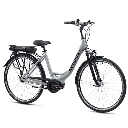 Vélos électriques : Tretwerk Stella Vélo électrique pour femme 28" avec moyeu Shimano Nexus à 7 vitesses intégrées 250 W 36 V 468 Wh 60 Nm Gris 49 cm