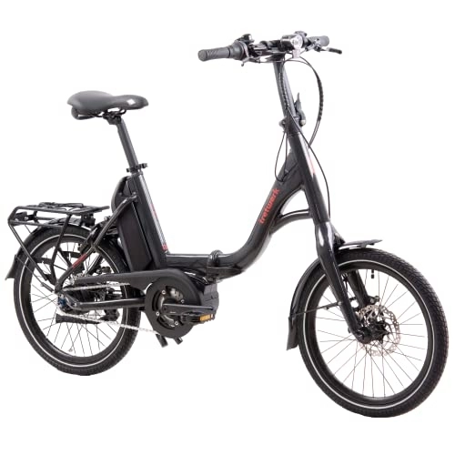 Vélos électriques : TreTWERK - Vélo pliant électrique 20" - No Way noir - E-Citybike femme homme avec 8 vitesses - Moyeu Shimano Nexus - Vélo électrique pour la ville avec moteur central, feu arrière