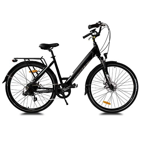 Vélos électriques : URBANBIKER Vélo électrique Ville Mod. Sidney, Baterie Lithium ION 504 Wh (14 Ah 36 V), 7 Vitesses, Noir 26". Freins Hydrauliques Shimano