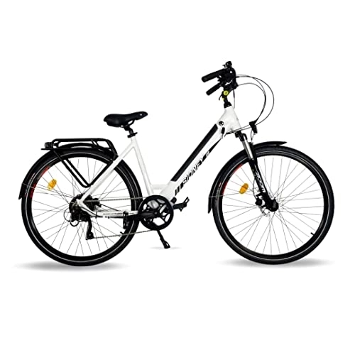 Vélos électriques : URBANBIKER Vélo électrique Ville Sidney, Blanc, 26". Batterie Lithium (cellules Samsung) ION 504 Wh (14 Ah 36 V), 7 Vitesses. Freins hydrauliques.