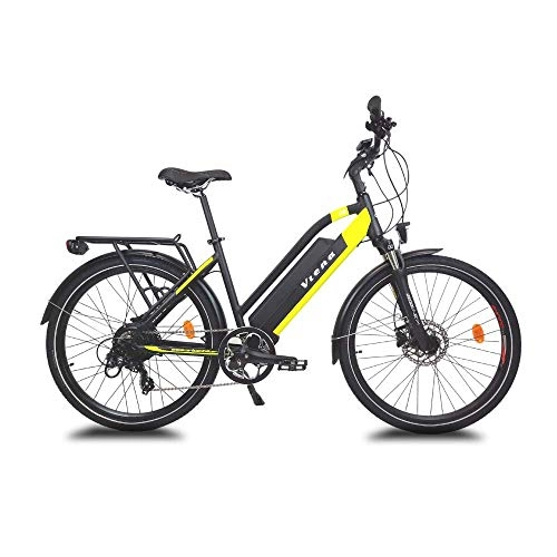 Vélos électriques : URBANBIKER vélo électrique VTC VIENA (Jaune 26"), Batterie Lithium-ION Cellules Samsung 840Wh (48V et 17, 5Ah), Moteur 350W, 26 Pouces, Freins hydraulique Shimano.