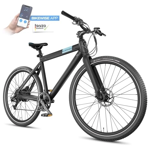 Vélos électriques : Vélo électrique BLUEWHEEL City 28" Léger I Marque Allemande de qualité | Vélo électrique Conforme à l'UE | Shimano 7 Vitesses, Moteur arrière de 250 W pour 25 km / h | Vélo électrique BUTEO